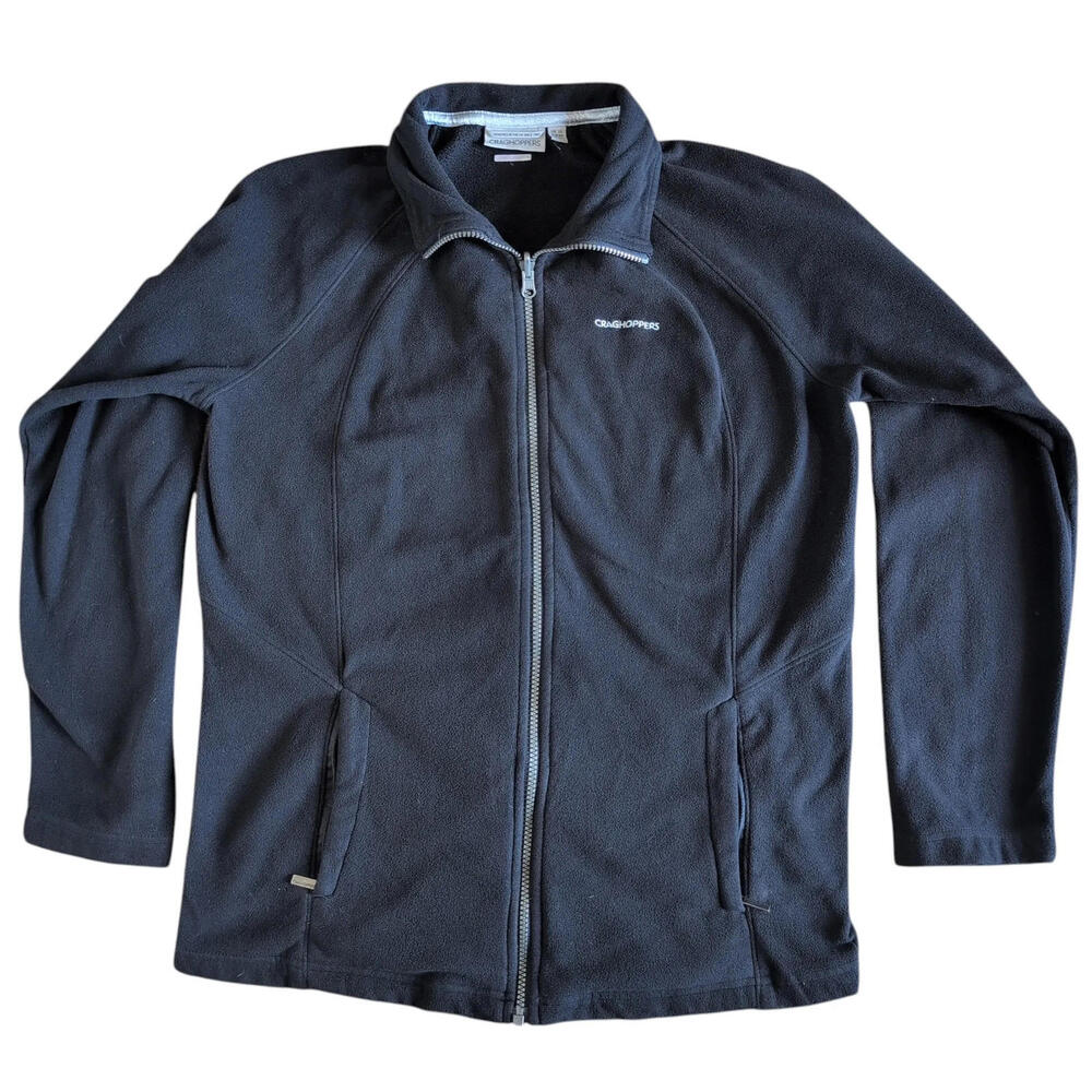 Craghoppers Jacket Womens 10‎ Black Fleece Full Zip Outdoor Hiking Travel